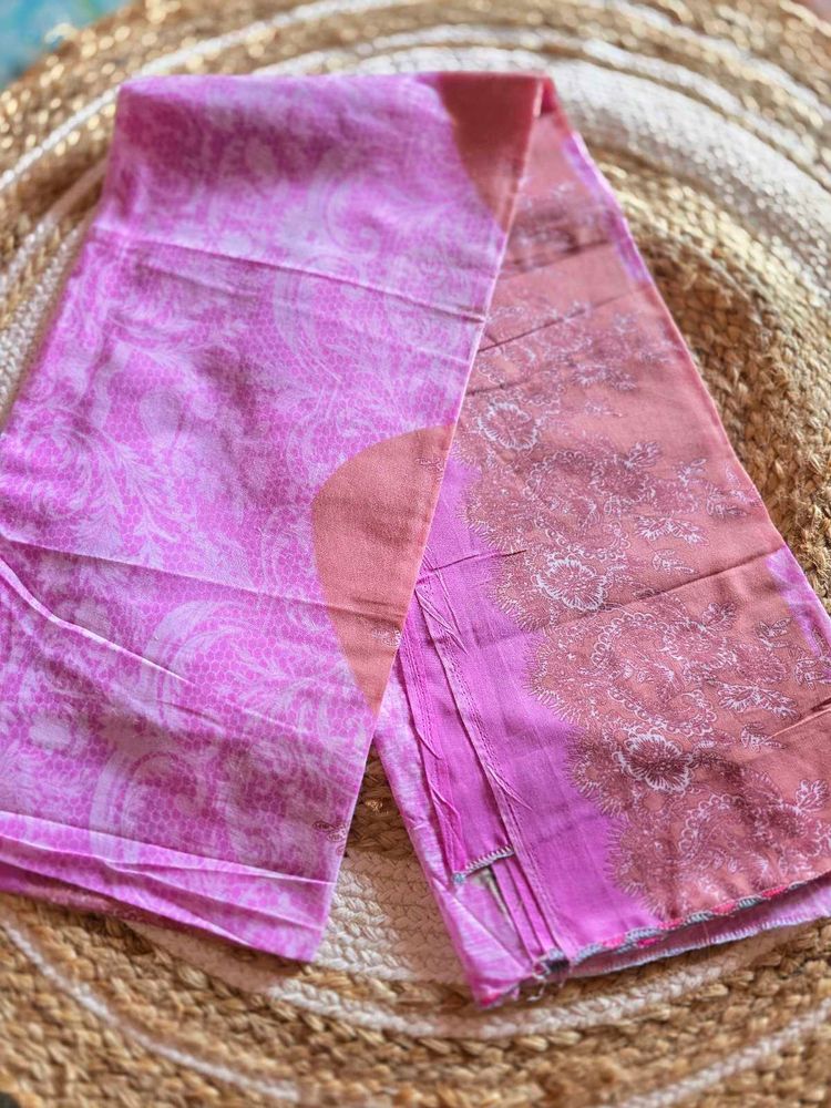 Pink &amp; Peach Printed Saree