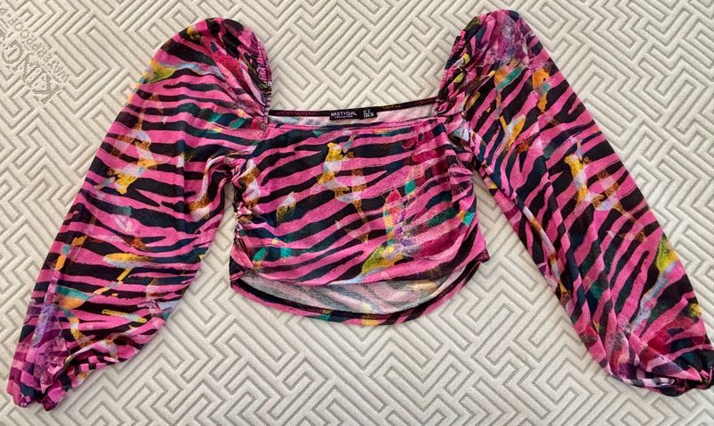 Zebra Print Long Sleeve Top