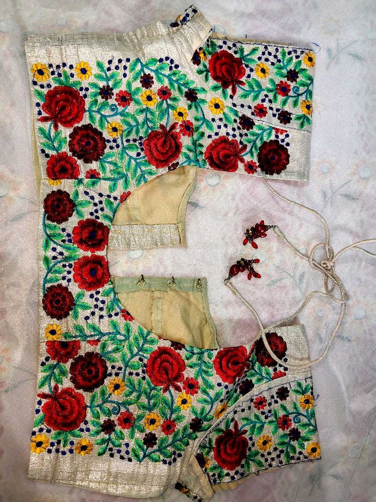 Embroidered Floral Metallic Blouse