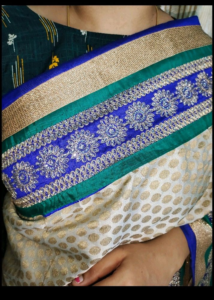 Beautiful Cream Butta Saree