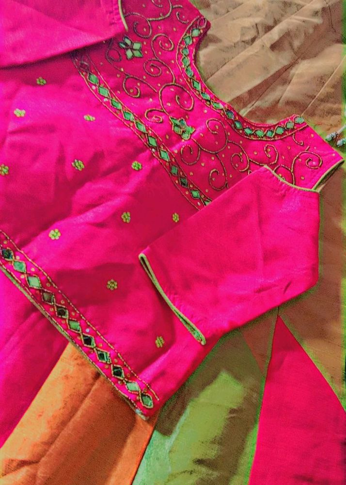 Embroidered Hot Pink Blouse