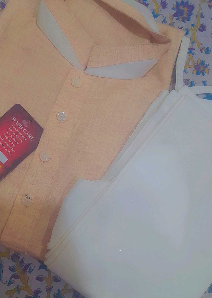 Men&#39;s Peach Kurta Pajama Set
