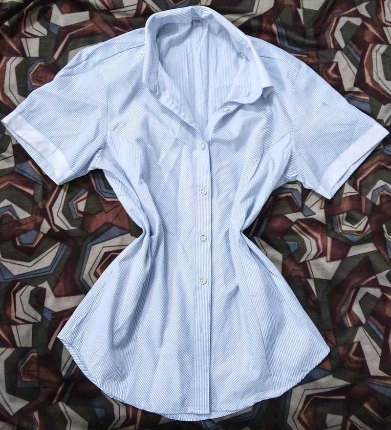 Y2K-SIREN Striped Blue white Shirt