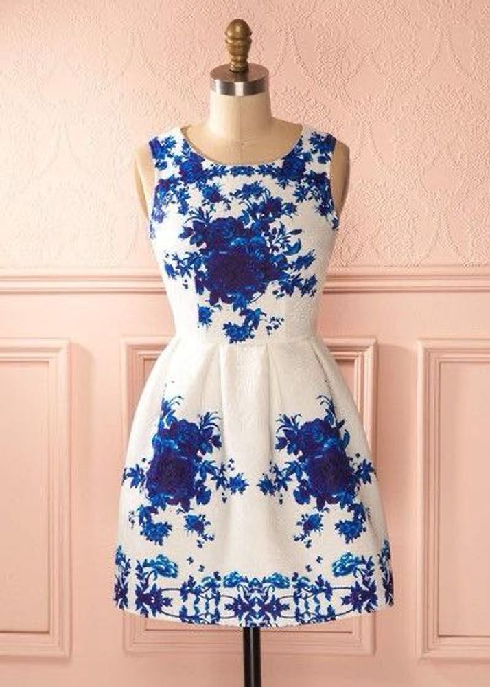 Hey White And Blue Floral Dress