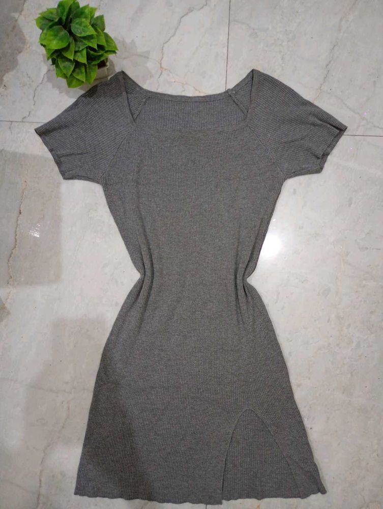 Gray Knit Mini Dress