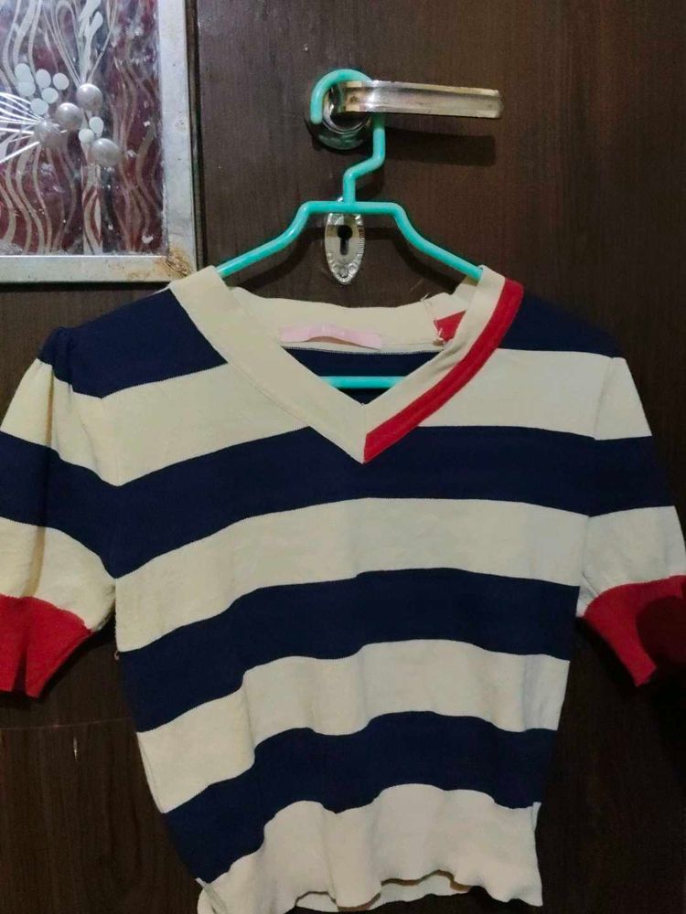 Striped V-Neck Top