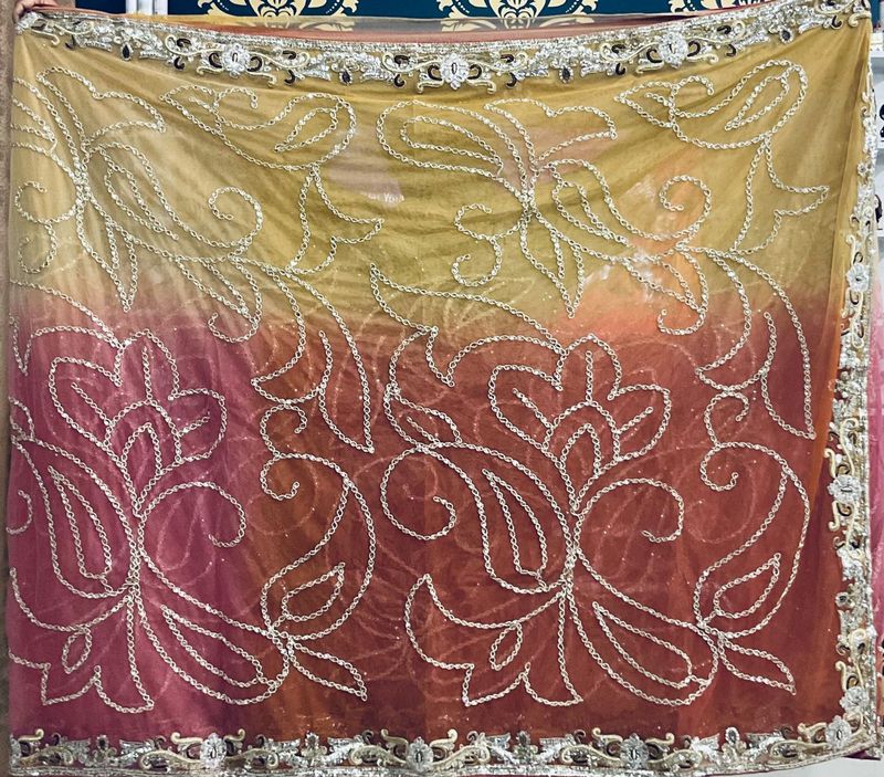 Elegant Embroidered Ombre Saree