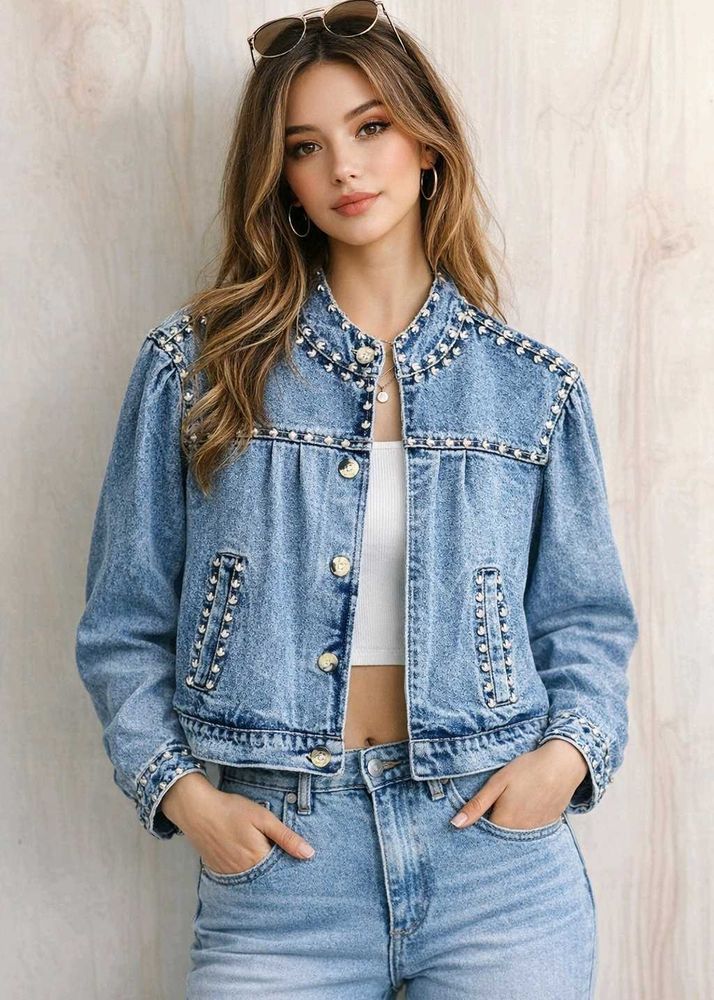 Studded Denim Jacket Size-42