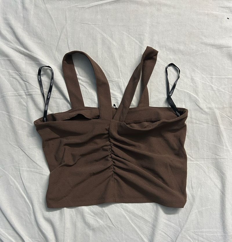 Brown Crisscross Top