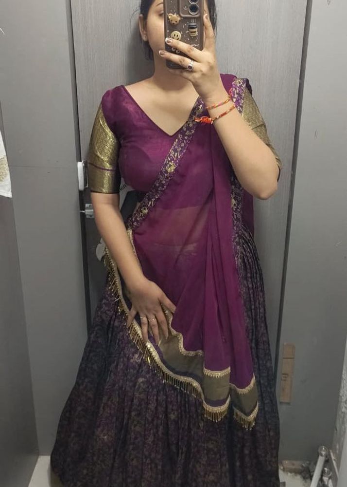 Purple Lehenga, Without  Blouse