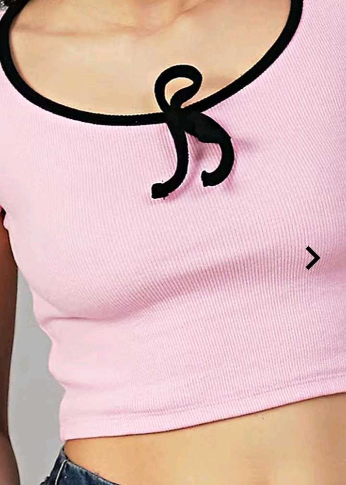 Pink Bow Ribbed Top