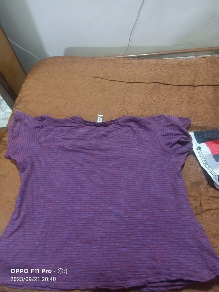 Short Purple Acrylic Top Stripped Design Xxl