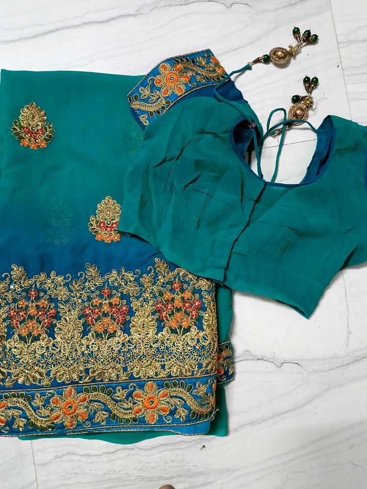 Beautiful Party Wear Georgette Saree With Blouse