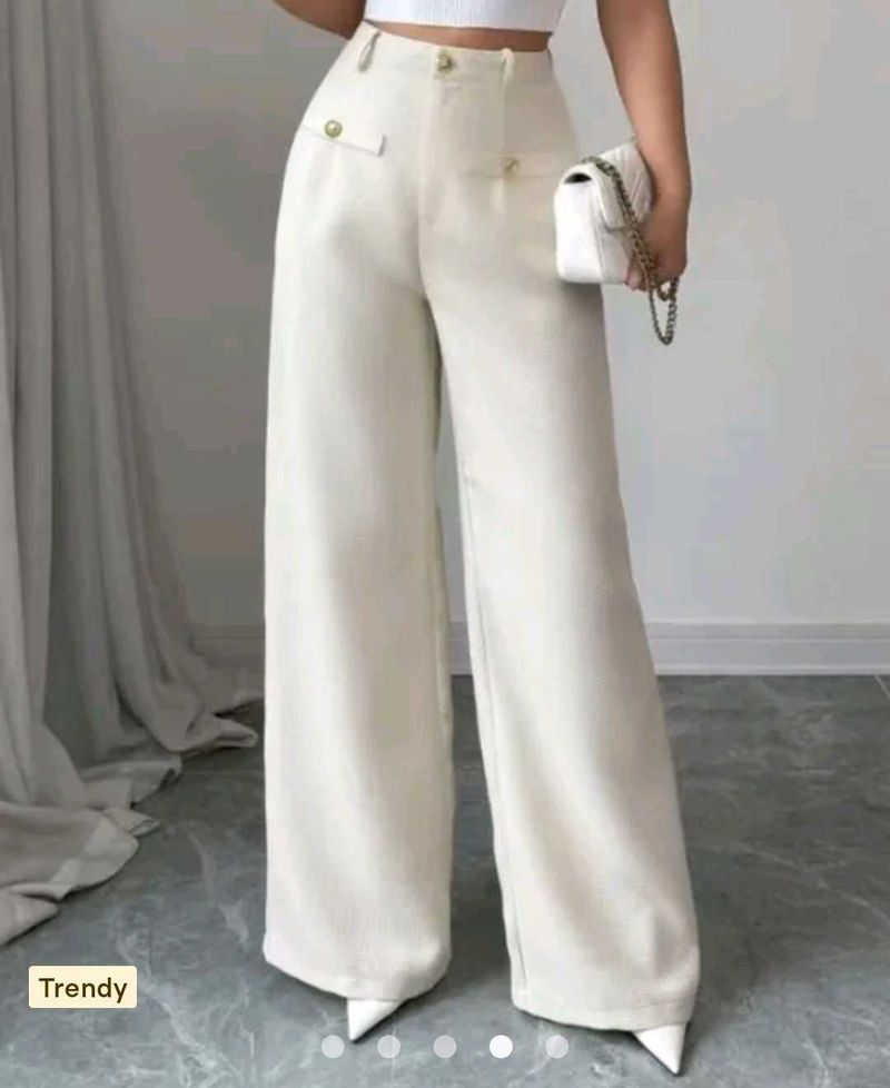 Wide Leg Cream Pants