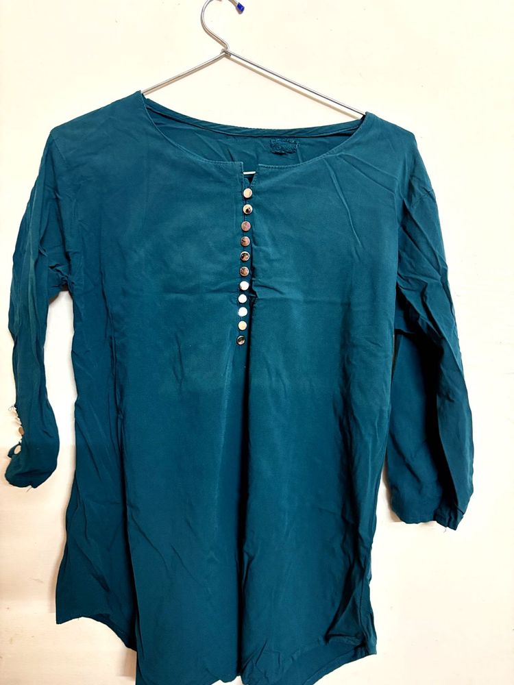 Teal Button-Down Top
