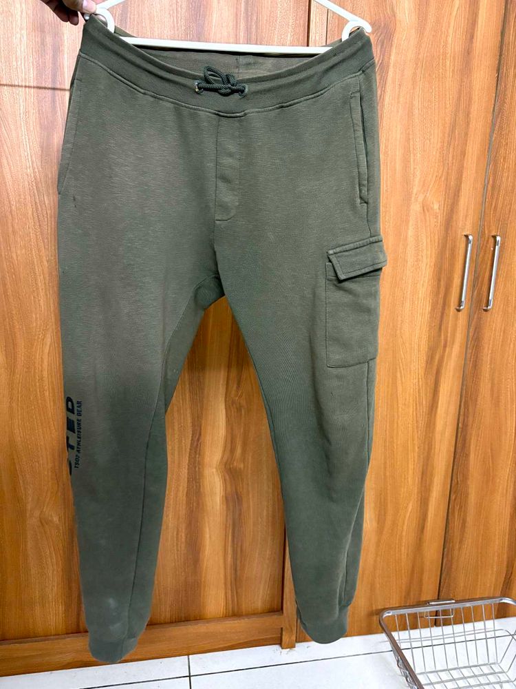 Olive Green Cargo Sweatpants