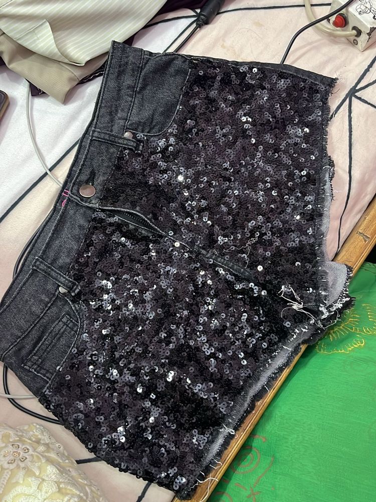 Black Shimmer Shorts