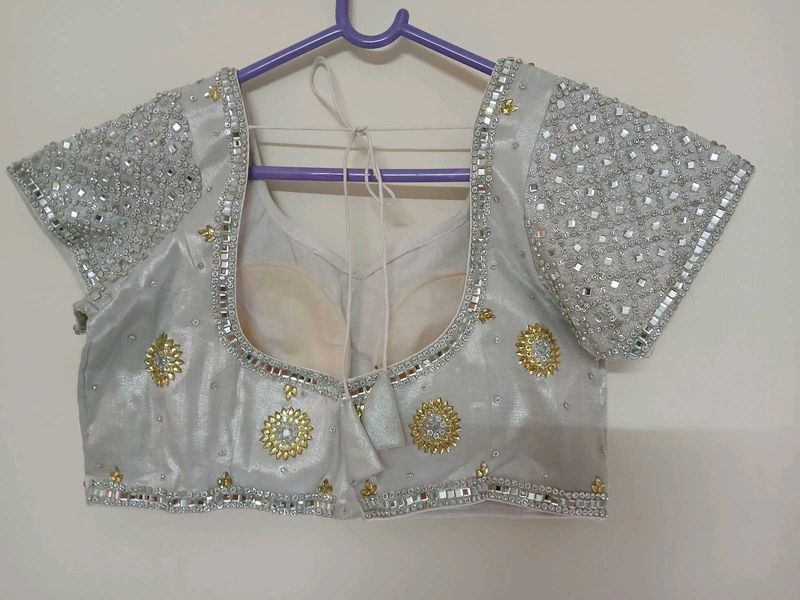 New Silver Mirror Worked Blouse Unused