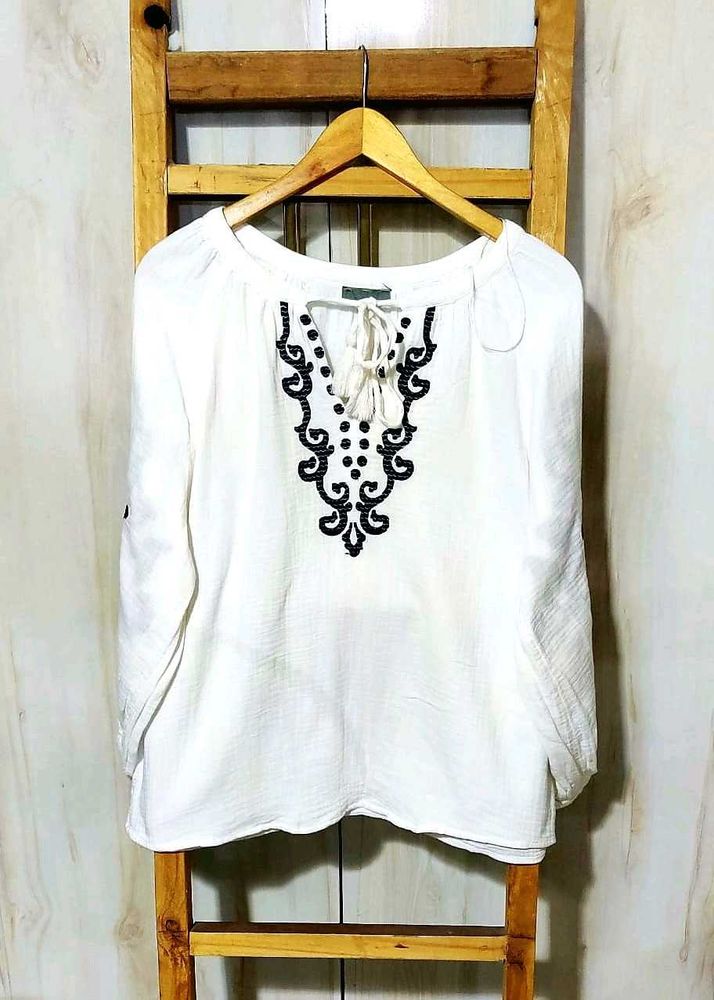 White Embroidered Top size-42-44