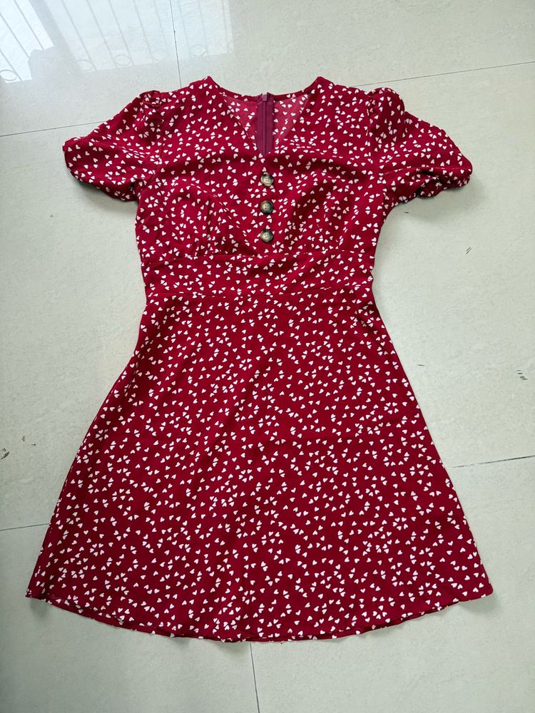 Beautiful Red Dress With White Heart