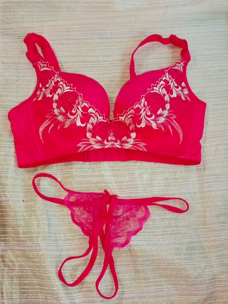 Red Bra &amp; Thong Set