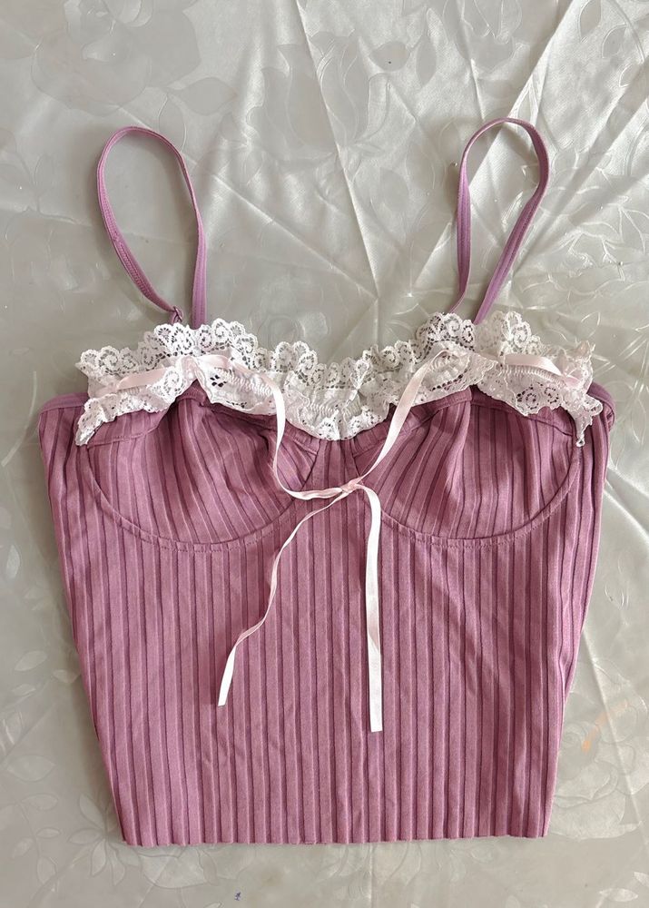 Cute Cami Top With Lace Lining