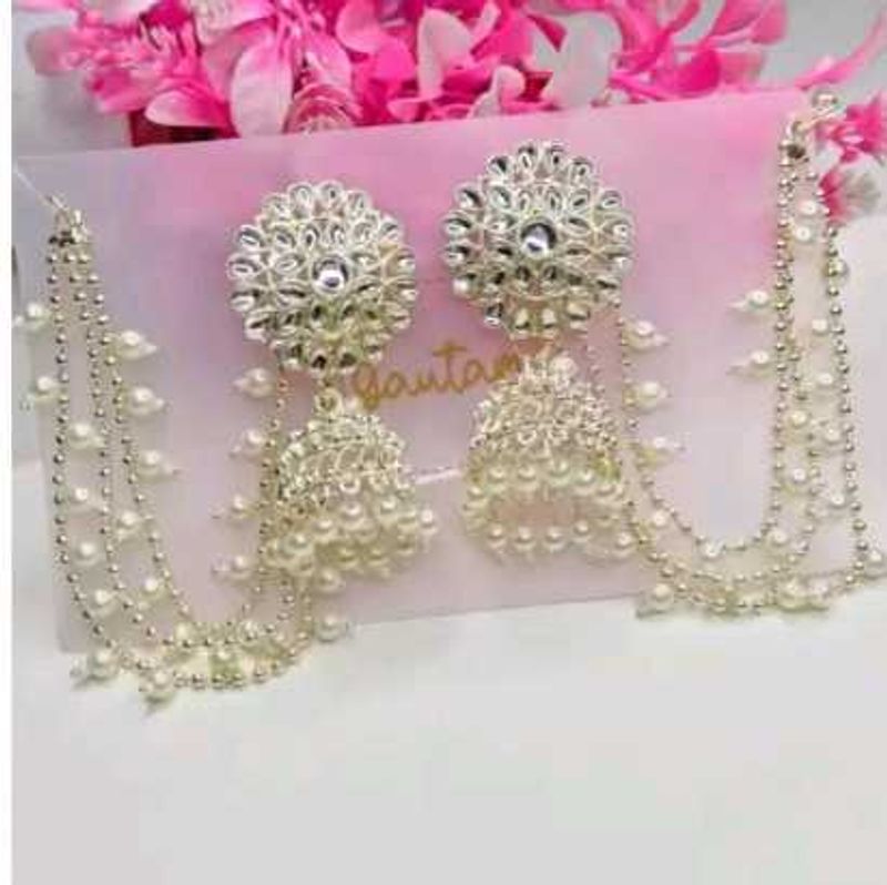Pearl Bahubali Earrings For Women