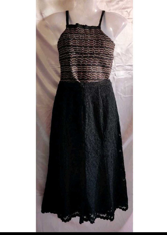 Elegant Lace Black Skirt With A Crop Top