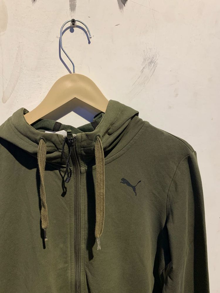 Puma Olive Green Zip-Up Hoodie