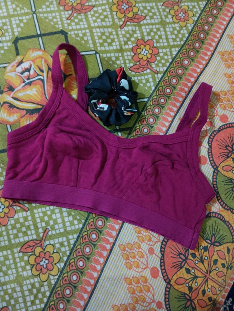 Soft Pure Cotton Sports Bra With A Scrunchie