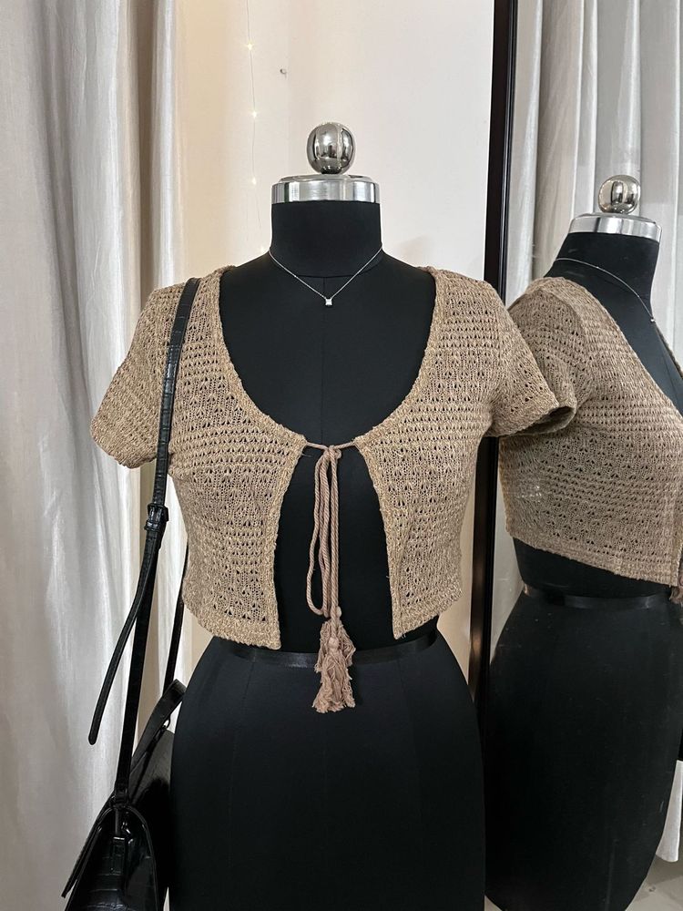 Brown Front Tie-up Top
