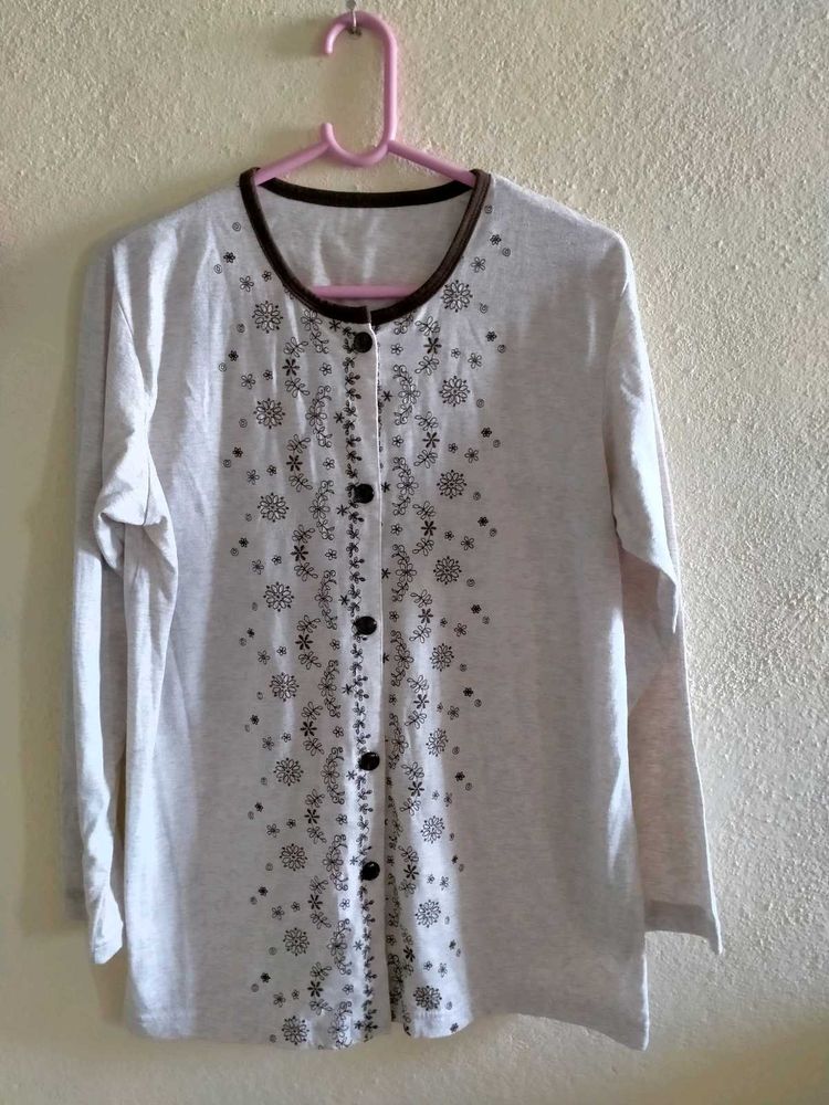 Embellished Button-Down Top