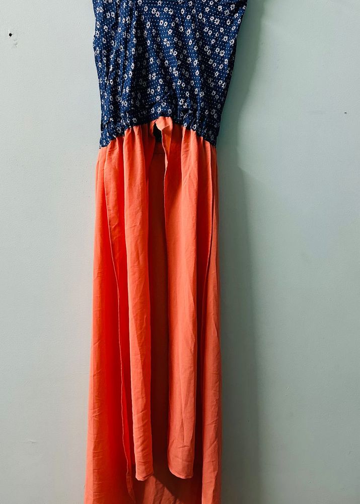 Floral Print High-Low Maxi Dress