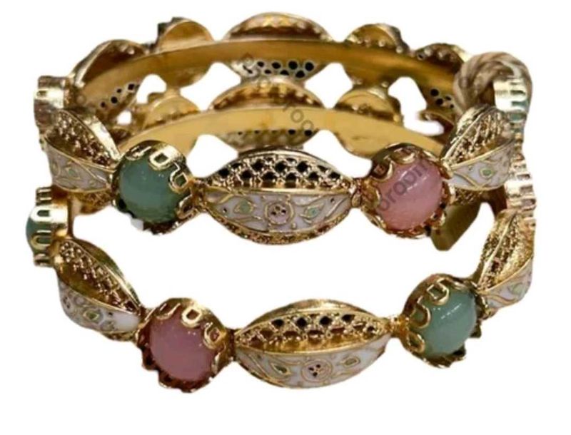 Gold-tone Bangle with Pastel Stones