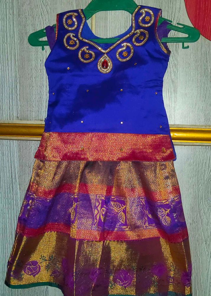 Violet Pattu Langa With Maggam Work