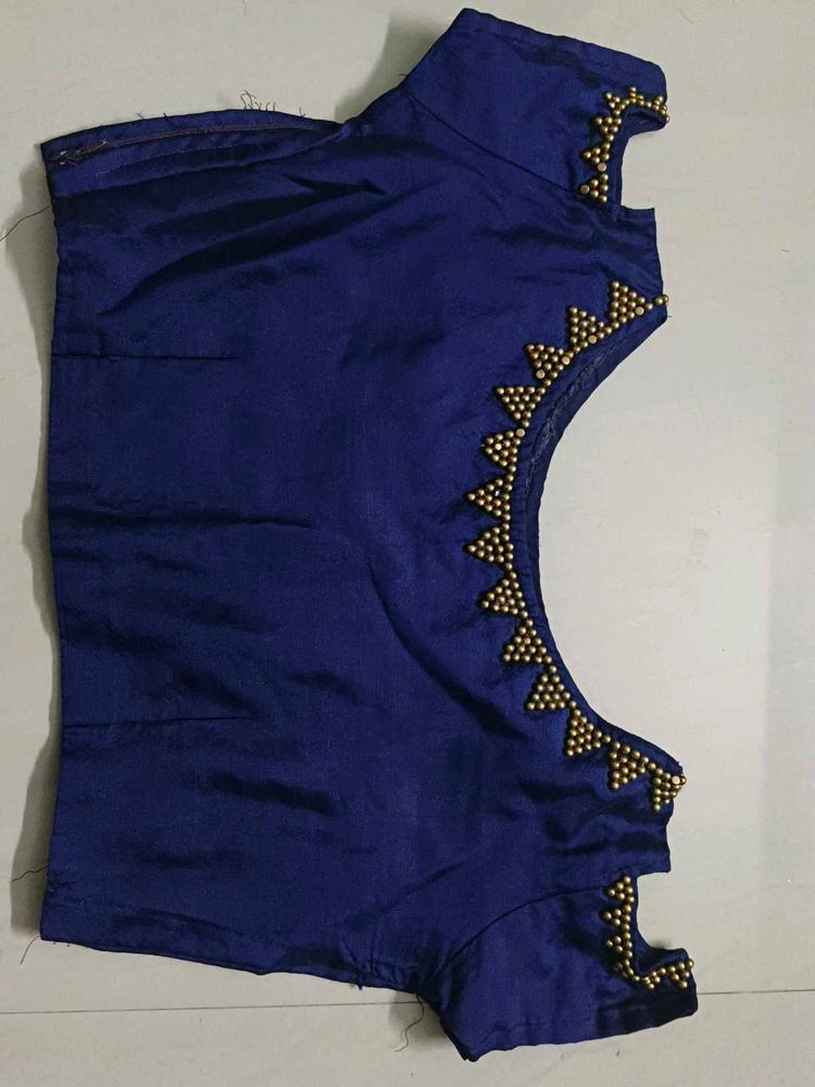 Navy Blue Beaded Blouse