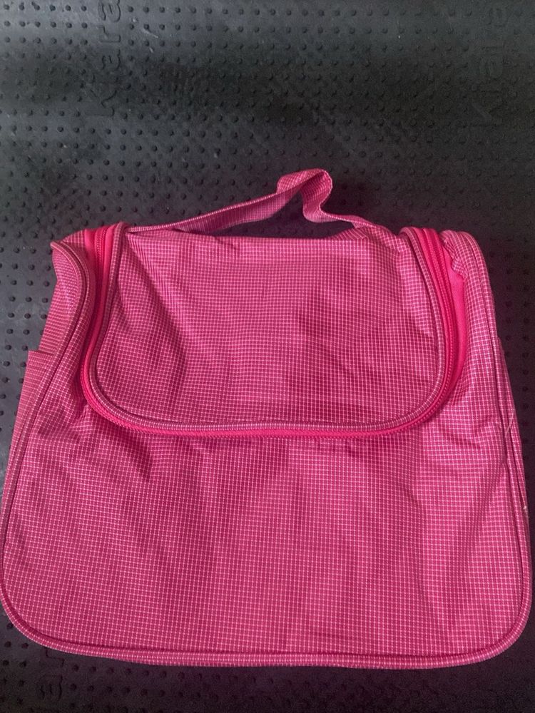Pink Checkered Toiletry Bag