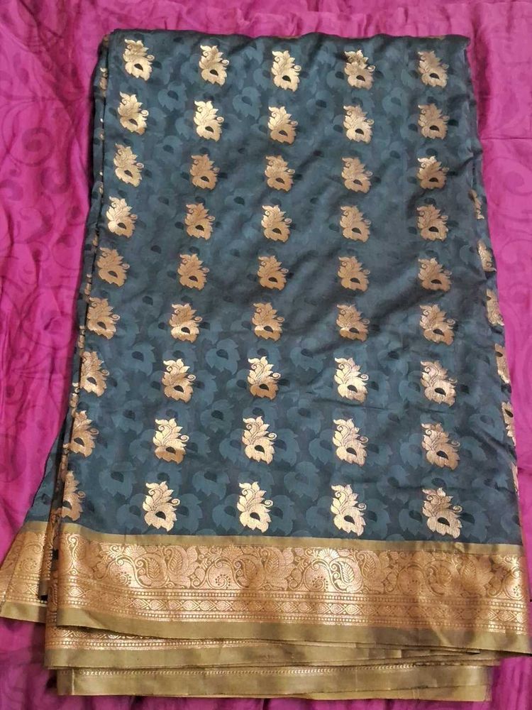 Elegant Silk Blend Saree New Never Worn With Blous