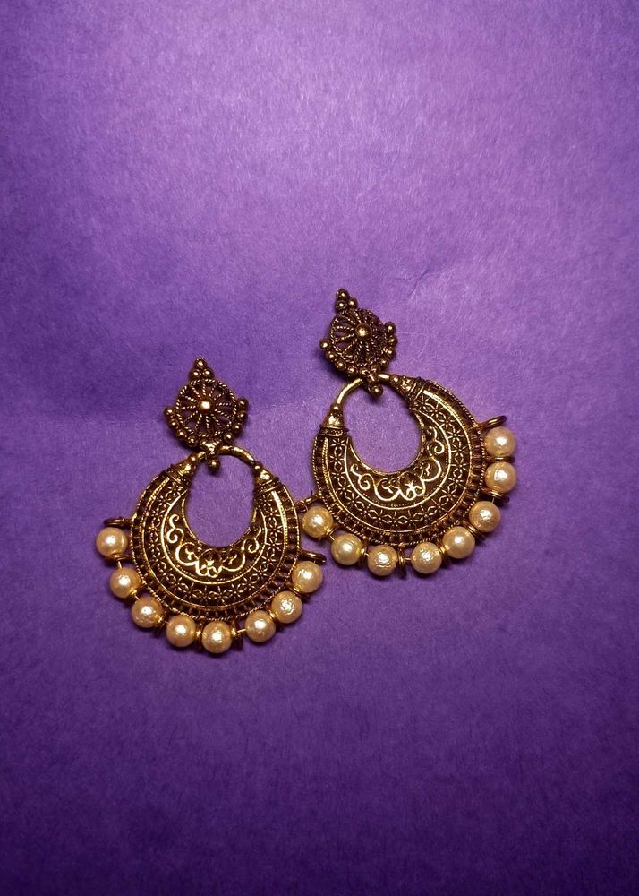 ✨Golden Glow Pearl Jhumkas✨