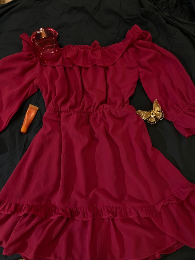 Pink Off shoulder Dress