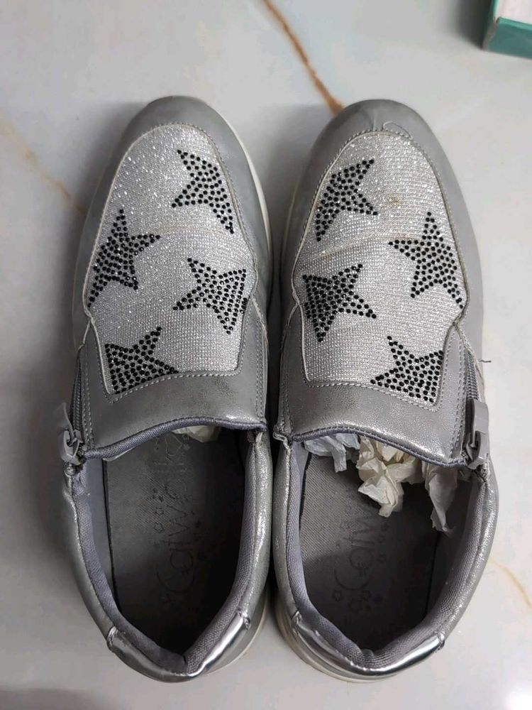 Silver Star Slip-On Sneakers