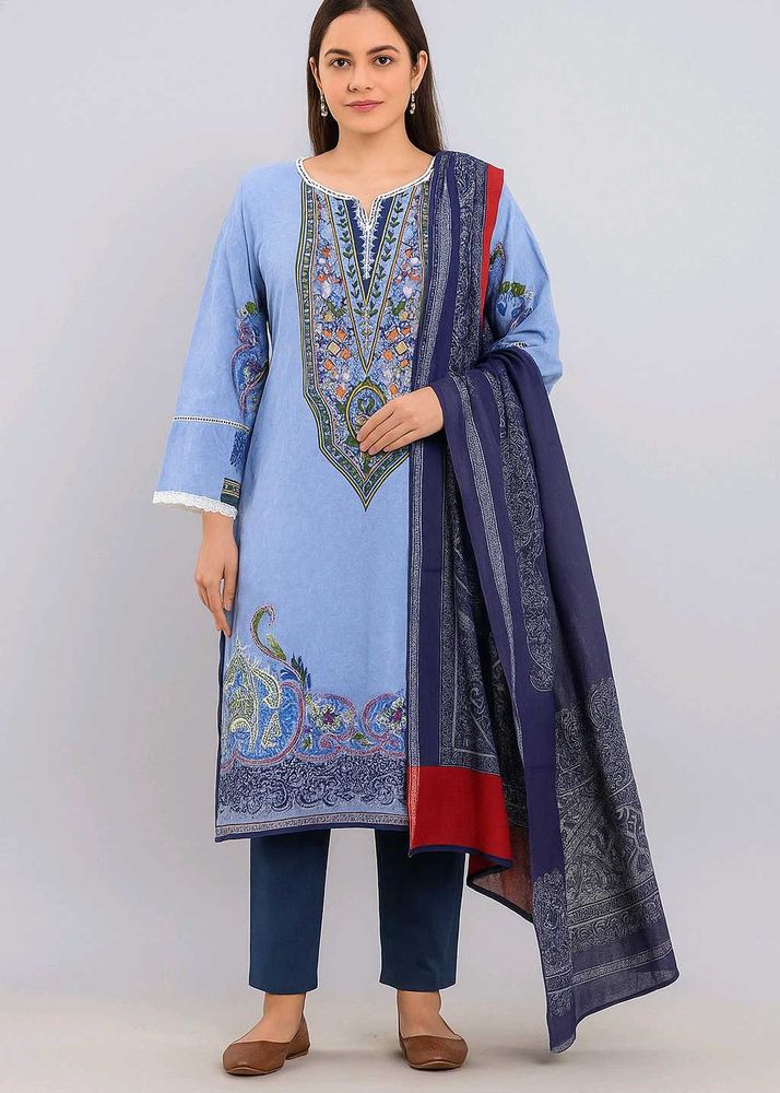 Blue Embroidered Shalwar Kameez