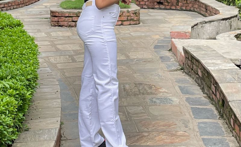 White Straight Leg Denim Jeans