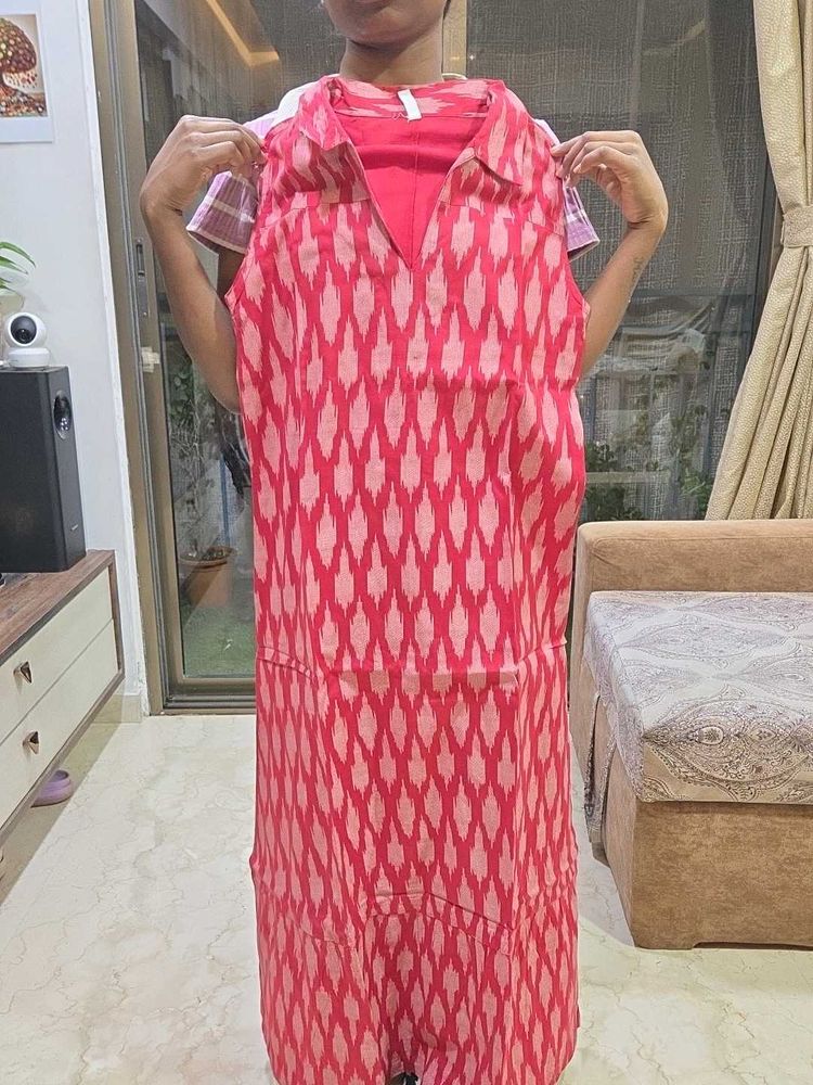 Red &amp; White Sleeveless Dress