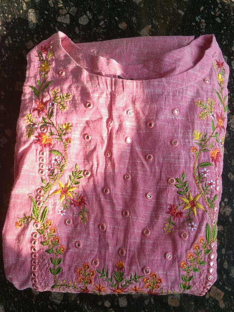 Pink Embroidered Kurti