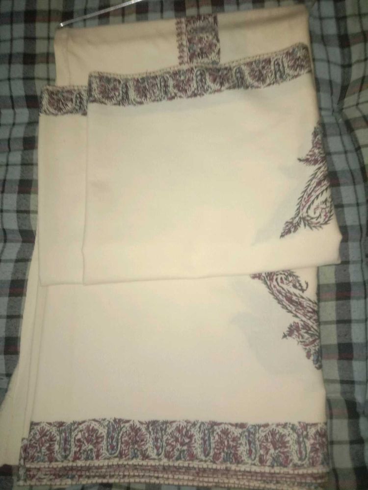 Embroidered Cream Shawl