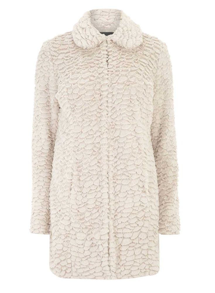 Dorothy Perkins Funnel Neck Faux Fur Textured Coat