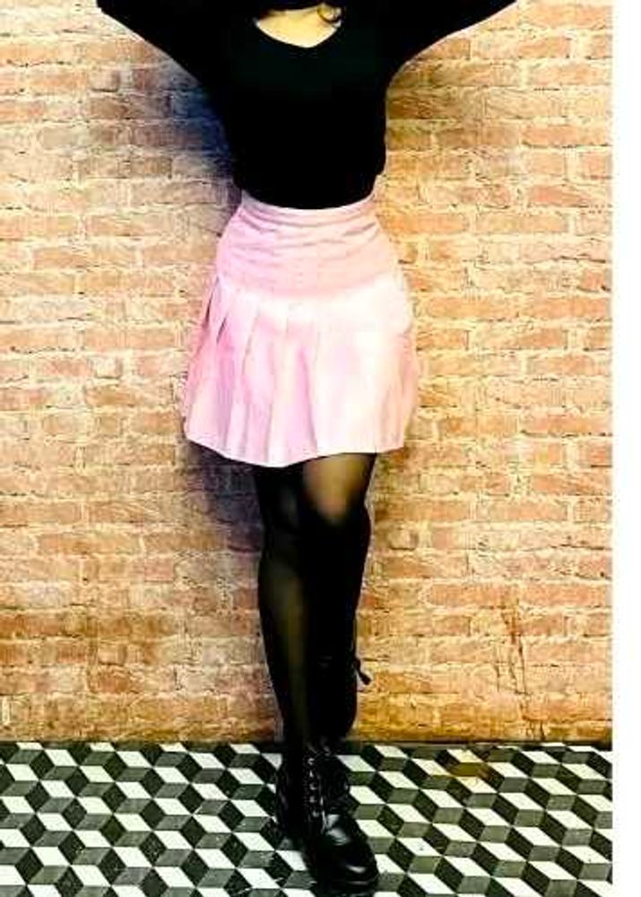 Pink Pleated Mini Skirt