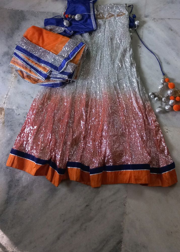 Lehnga Choli  Orange Blue Color