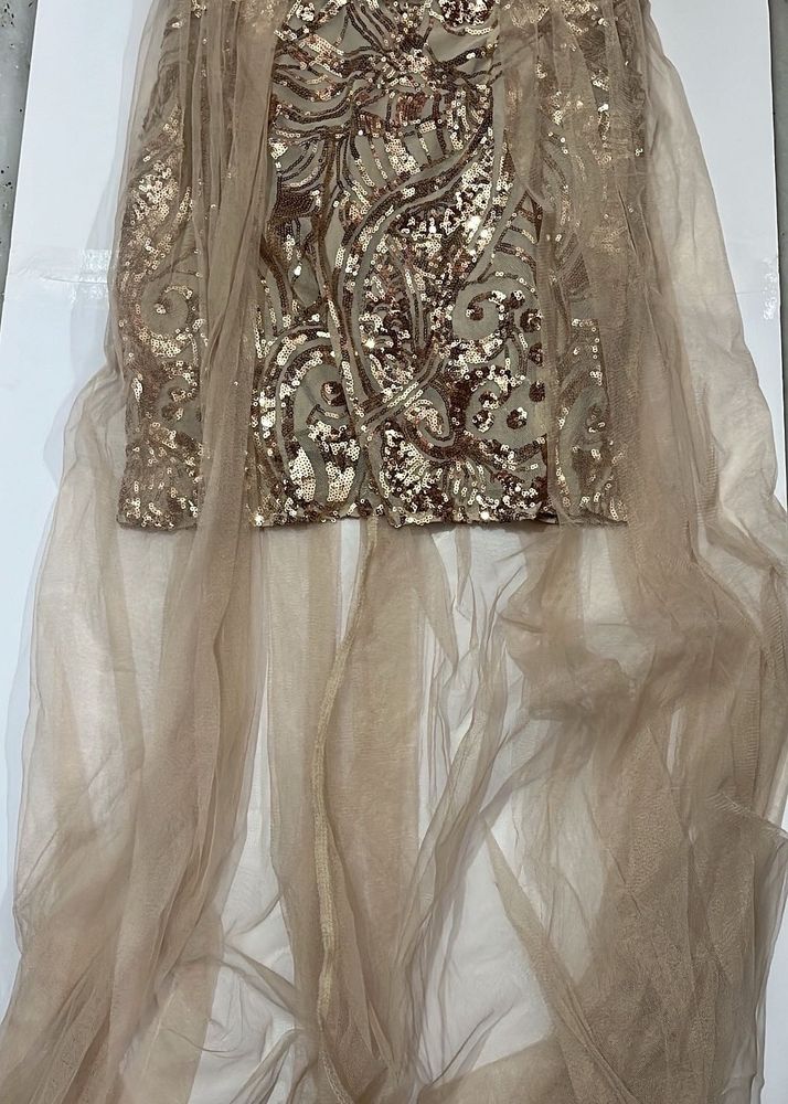 Sequin Mini Dress with Tulle Overlay